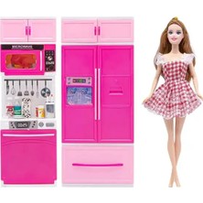 Scntoys Anlily Bebek ve 2'li Mutfak Seti Oyuncak Mutfak Seti + Bebek Evcilik Seti Oyuncak Buzdolabı Fırın