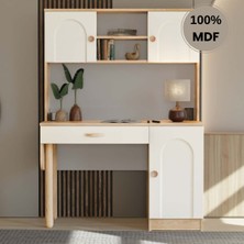 Comiet Papatya Mdf Kitaplıklı Dolaplı  Çalışma Masası