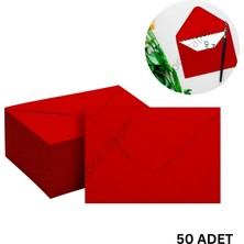 Roco Paper Co. 50 Adet Kırmızı Davetiye Zarfı, Dayanıklı Mat Tebrik Kartı ve Mektup Zarfı Seti, 13X18 cm - 140 gr