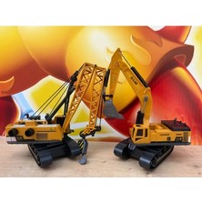 Scntoys Ikili Set Iş Makinaları Vinç ve Kepçe Ekskavatör Iş Araçları Set Oyuncak Ikili Inşaat Araçları Metal