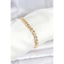 Uravas Store Pirinç Gold Renk Vip Seri Sarmal Damla Model Zirkon Taşlı Kadın Bileklik