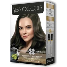 Sea Color 2 Tüp Krem Saç Boyası Seti Küllü Koyu Kumral No:6.1