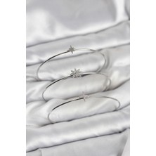 Uravas Store Zirkon Taşlı Kutup Yıldızı Model Gümüş Renk 3'lü Kadın Bileklik Kombini