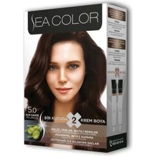 Sea Color 2 Tüp Krem Saç Boyası Seti Açık Kahve No:5.0