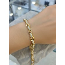 Moda Gümüş 925 Ayar Gümüş Altın Kaplama Kadın Hallow Bileklik