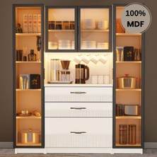 Comiet Menekşe Mdf Kahve Köşesi Dolabı Çekmeceli Işıklı