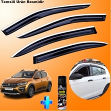 Caraks Sandero Stepway Mügen Cam Rüzgarlığı Abs Nikelajlı Krom Model 2021 Sonrası + Ebrayn Lastik Parlatıcı