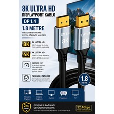 Anunnaki 8k Displayport Kablo Dp 1.4 1.8 Metre Ultra Hd Altın Uçlu Gaming Monitör Kablosu