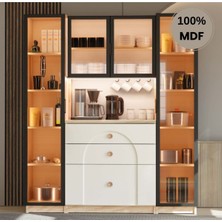 Comiet Papatya Mdf Kahve Köşesi Dolabı Çekmeceli Işıklı
