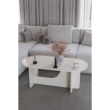 Bamosa Liora Traverten Dokulu Oval Orta Sehpa – 104*54CM Minimal Modern Tasarım