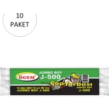 Ögem J-500 Jumbo Boy Çöp Torbası 80 x 110 cm 10 Lu Rulo x 10 Paket = 100 Adet (Siyah)