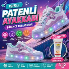 BGG Tech Minipa Işıklı Patenli Çocuk Ayakkabısı 4 Tekerlekli Dönüşümlü Hediye Güneş Kremi