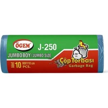 Ögem J-250 Jumbo Boy Çöp Torbası 80 x 110 cm 10 Lu Rulo x 1 Paket = 10 Adet (Mavi)