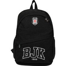 Beşiktaş Lisanslı Siyah Nakış Logolu Sırt Çantası - 3 Bölmeli Ilkokul ve Ortaokul Çantası