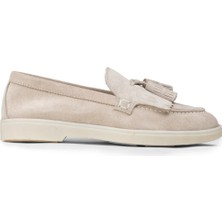 Deery Kadın Hakiki Süet Gri Püsküllü Loafer - 02042ZGRIC01