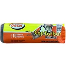Ögem Büyük Boy Çöp Torbası 65 x 80 cm 10 Lu Rulo x 1 Paket = 10 Adet (Siyah)