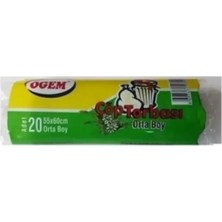 Ögem Orta Boy Çöp Torbası 55 x 60 cm 20 Li Rulo x 1 Paket = 20 Adet (Mavi)