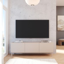 Robin Home Miami Tv Ünitesi Sehpası 3 Kapaklı Ahşap Ayaklı 150CM Kumsal