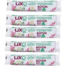 Lixo Büyük Boy Çöp Torbası 65 x 80 cm 10 Lu Rulo x 5 Paket = 50 Adet (Mavi)