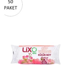Lixo Küçük Boy Çöp Torbası 40 x 50 cm 30 Lu Rulo x 50 Paket = 1.500 Adet (Şeffaf)