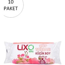 Lixo Küçük Boy Çöp Torbası 40 x 50 cm 30 Lu Rulo x 10 Paket = 300 Adet (Şeffaf)