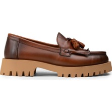 Deery Kadın Hakiki Deri Taba Renkli Püsküllü Loafer - 02033ZTBAC02