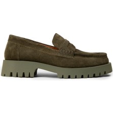 Deery Kadın Hakiki Süet Haki Loafer Ayakkabı - 02034ZHAKC02