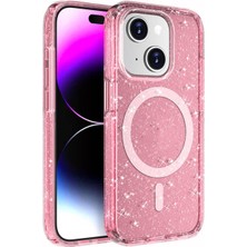 Moby Shop iPhone 15 Kılıf Şeffaf Simli ve Magsafe Özellikli Şık Dazzle Premium Sert Silikon Kapak
