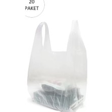 Royaleks Şeffaf Atlet Poşet Orta Boy 28X50 cm 20 Paket Takriben 4.000 Adet