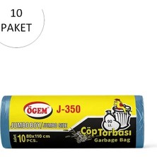 Ögem J-350 Jumbo Boy Çöp Torbası 80 x 110 cm 10 Lu Rulo x 10 Paket = 100 Adet (Mavi)