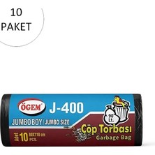 Ögem J-400 Jumbo Boy Çöp Torbası 80 x 110 cm 10 Lu Rulo x 10 Paket = 100 Adet (Siyah)