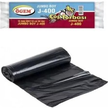 Ögem J-400 Jumbo Boy Çöp Torbası 80 x 110 cm 10 Lu Rulo x 1 Paket = 10 Adet (Siyah)