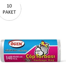 Ögem Küçük Boy Çöp Torbası 40 x 50 cm 40 Lı Rulo x 10 Paket = 400 Adet (Şeffaf)