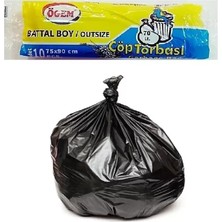Ögem Battal Boy Çöp Torbası 75 x 90 cm 10 Lu Rulo x 1 Paket = 10 Adet (Siyah)
