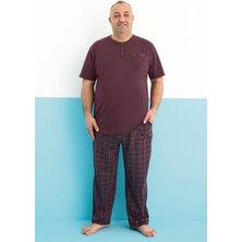 Aydoğan Büyük Beden Erkek Kısa Kol Süprem Pamuklu Pijama Takımı 250007 Bordo
