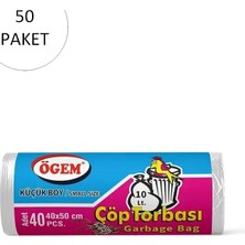 Ögem Küçük Boy Çöp Torbası 40 x 50 cm 40 Lı Rulo x 50 Paket = 2.000 Adet (Şeffaf)