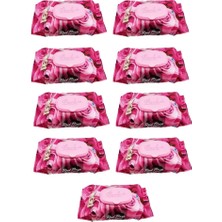 Luckido 9 Paket Red Rose Islak Havlu Mendil 90 Adet Kapaklı Gül Kokulu