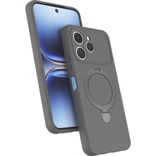 Sickossi Tecno Spark 40 Kılıf M-Safe Şarj Özellikli Standlı Zore Samara Kapak - Titanyum-Gri