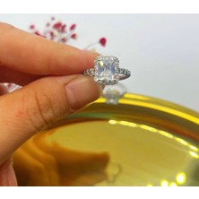 Stainless Stell Kare Taş Detaylı Ayarlanabilir Gümüş Yüzük