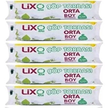 Lixo Orta Boy Çöp Torbası 55 x 60 cm 20 Li Rulo x 5 Paket = 100 Adet (Mavi)