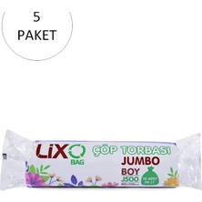 Lixo J-500 Jumbo Boy Çöp Torbası 80 x 110 cm 10 Lu Rulo x 5 Paket = 50 Adet (Siyah)