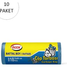 Ögem Battal Boy Çöp Torbası 75 x 90 cm 10 Lu Rulo x 50 Paket = 500 Adet (Mavi)