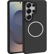 Sickossi Galaxy S26 Ultra Kılıf M-Safe Şarj Özellikli Metal Kamera Çerçeveli Zore Sanremo Silikon Kapak - Siy