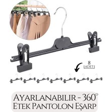 Uravas Store Turk Etek Pantolon Eşarp Kıskaçlı Askı 8 Li Set