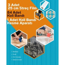 Dalpak Ambalaj 84 Adet Koli Bandı + 3 Adet 25 cm Streç Film + 1 Adet Koli Bandı Kesme Aparatı Seti