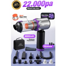 Auhma Ahv-29 Kablosuz Araç Süpürgesi 220W 22000PA Güçlü Vakum & Üfleme Özellikli Şarjlı Oto Süpürge