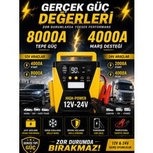 Kılıforyum Profesyonel 12V 24V Akü Takviye Cihazı 8000A Tepe Güç | Tır Kamyon Otobüs Traktör Uyumlu Dijital Göstergeli Powerbank
