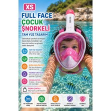 Pembe Beyaz Çocuk Full Face Şnorkel Maske Xs Tam Yüz Dalış Maskesi Taşıma Çantalı Seti 4-10 Yaş
