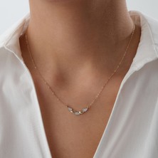 Cherry By Özkonak Damla Form Dizilimli Taşlı Altın Kolye