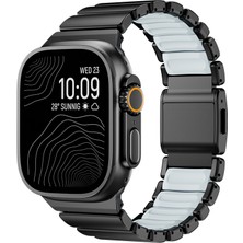 Ceponya Apple Watch 44MM Uyumlu Kordon Metal Kasa Silikon Iç Kısım Tasarım